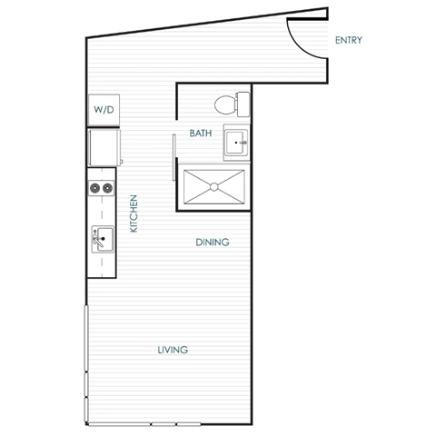 Floor plan for studio, 1 bath, 455 sqft